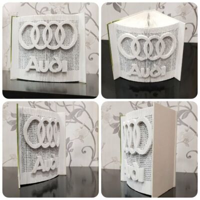 Audi mintázatú könyvszobor